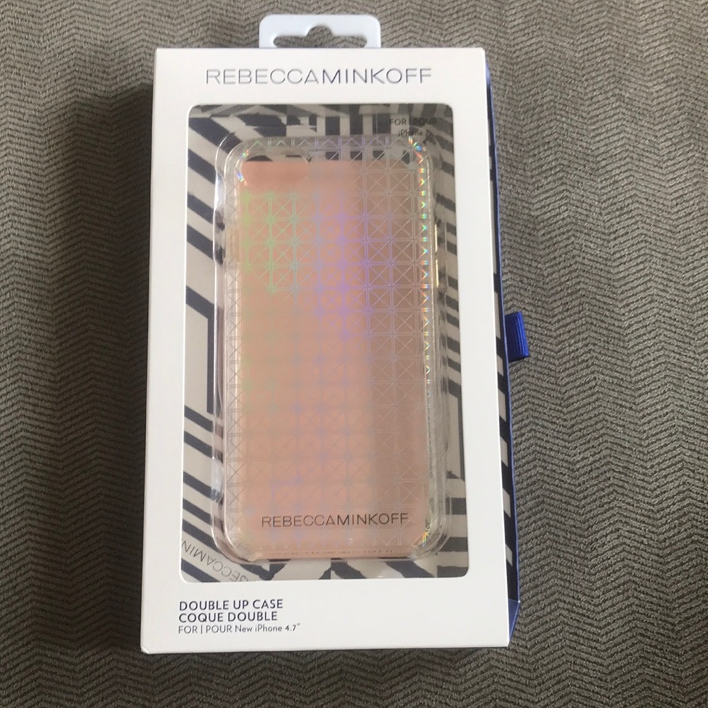 Rebecca mink iPhone SE/7/8/6 Case Grid Print/Holographic iridescent Foil